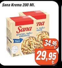 Sana Bitkisel Yağlı Kremas 200Ml