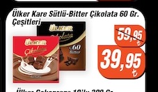 Ülker Kare Sütlü-Bitter Çikolata 60 Gr. Çeşitleri