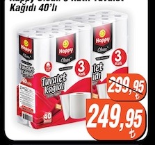 Happy Clean Tuvalet Kağıdı 3 Katlı 40'Lı