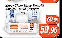 Happy Clean Yüzey Temizlik Havlusu 100'Lü Çeşitleri