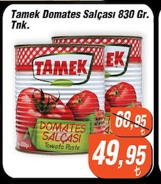 Tamek Domates Salcasi 830 Gr. Tnk.