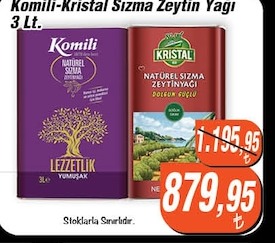 Komili-Kristal Sızma Zeytin Yağı 3 Lt.