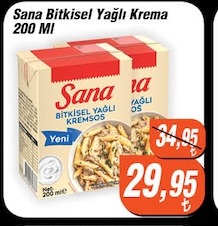 Sana Bitkisel Yağlı Krema 200 Ml