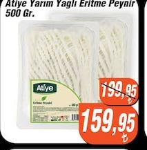 Atiye Yarım Yağlı Eritme Peynir 500 Gr.