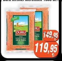Duru Kırmızı Mercimek 700 G.
