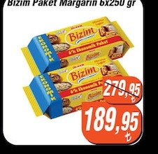 Bizim Paket Margarin 6X250 Gr