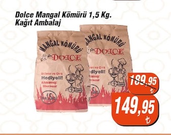 Dolce Mangal Kömürü 1,5 Kg. Kağıt Ambalaj