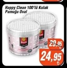 Happy Clean 100'Lü Kulak Pamuğu Oval