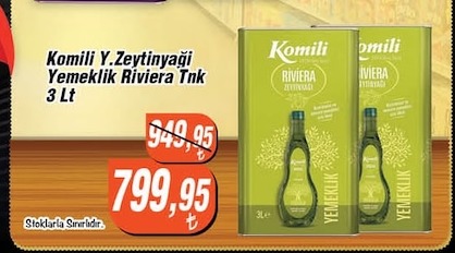 Komili Y.Zeytinyaği Yemeklik Riviera Tnk 3 Lt