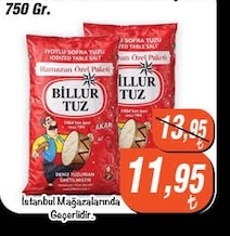 Billur Tuz İyotlu Sofrá Tuzu 750 Gr