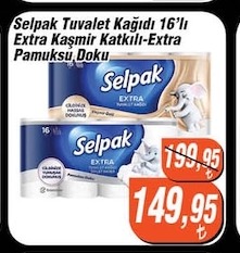Selpak Tuvalet Kağıdı 16'Lı Extra Kaşmir Katkılı-Extra Pamuksu Dokunuş