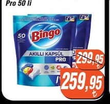 Bingo Pro 50'Li Akıllı Kapsül Bulaşık Deterjanı