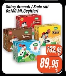 Sütaş Aromalı / Sade Süt 6X180 Ml Çeşitleri