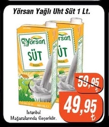 Yörsan Yağlı Uht Süt 1 Lt