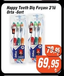 Happy Teeth Diş Fırçası 3'Lü Orta - Sert