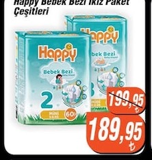 Happy Bebek Bezi İkiz Paket Çeşitleri 60 Adet