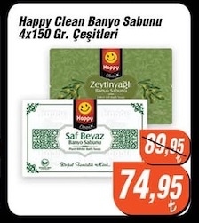 Happy Clean Banyo Sabunu 4X150 Gr Çeşitleri