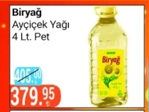 Biryağ Ayçiçek Yağı 4 Lt. Pet