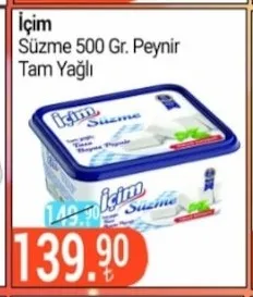 İçim Süzme 500 Gr. Peynir Tam Yağlı