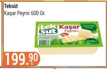 Teksüt Kaşar Peynir 600 Gr