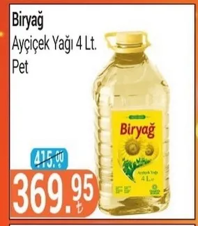 Biryağ Ayçiçek Yağı 4 Lt Pet