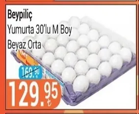 Beypiliç Yumurta 30'Lu M Boy Beyaz Orta