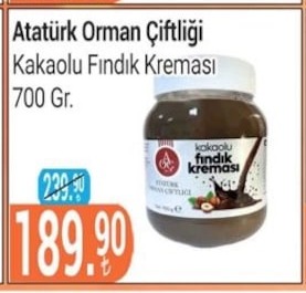 Atatürk Orman Çiftliği Kakaolu Fındık Kreması 700 Gr