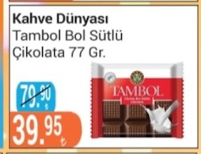 Kahve Dünyası Tambol Bol Sütlü Çikolata 77 Gr.