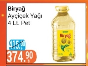 Biryağ Ayçiçek Yağı 4 Lt Pet