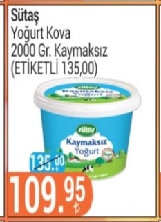Sütaş Yoğurt Kova 2000 Gr. Kaymaksız
