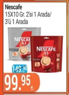 Nescafe 15X10 Gr. 2'Si 1 Arada/ 3'Ü 1 Arada