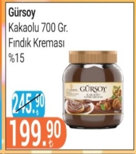 Gürsoy Kakaolu 700 Gr. Fındık Kreması