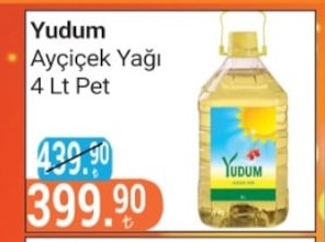 Yudum Ayçiçek Yağı 4 Lt Pet