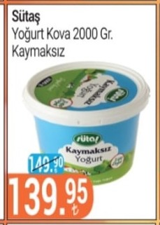 Sütaş Yoğurt Kova 2000 Gr. Kaymaksız
