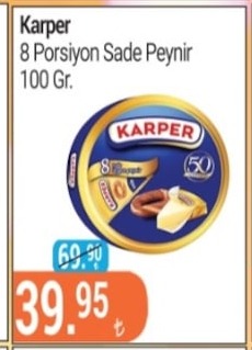 Karper 8 Porsiyon Sade Peynir 100 Gr.