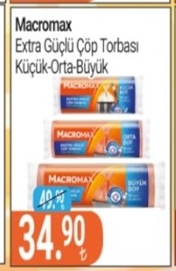 Macromax Extra Güçlü Çöp Torbasi Küçük-Orta-Büyük