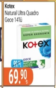 Kotex Natural Ultra Quadro Gece 14'Lü