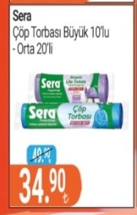 Sera Çöp Torbası Büyük 10'Lu - Orta 20'Li
