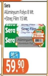 Sera Alüminyum Folyo 8 Mt. + Streç Film 15 Mt.