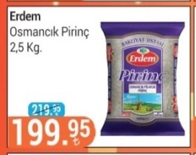 Erdem Osmancık Pirinç 2,5 Kg.