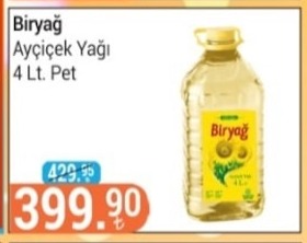 Biryağ Ayçiçek Yağı 4 Lt. Pet