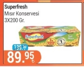 Superfresh Mısır Konservesi 3X200 Gr.