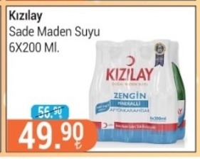 Kızılay Sade Maden Suyu 6X200 Ml.
