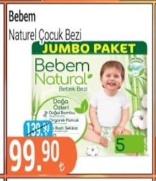 Bebem Naturel Çocuk Bezi Jumbo Paket 5 Beden