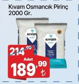 Kıvam Osmancık Pirinç 2000 Gr.