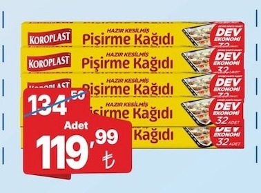 Koroplast Hazır Kesilmiş Pişirme Kağıdı 32 Adet