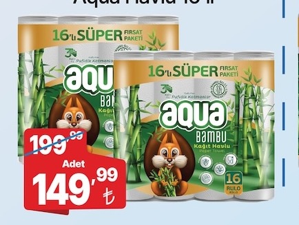 Aqua Bambu Kağıt Havlu 16 Rulo