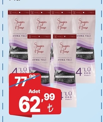 Sugar House Paslanmaz Çelik Ovma Teli 4'Lü Eko Paket