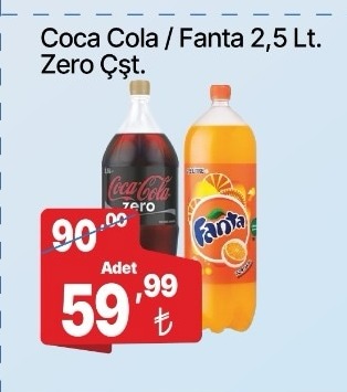 Coca Cola / Fanta 2.5 Lt. Zero Çeşitleri
