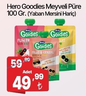 Hero Goodies Meyveli Püre 100 Gr. (Yaban Mersini Hariç)